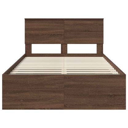 Bed Frame with Headboard Brown Oak 137 x 203 cm Engineered Wood