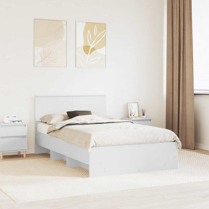 Bed Frame with Headboard White 120 x 123 cm Engineered Wood