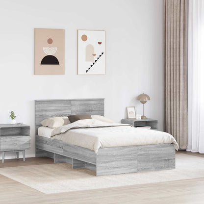Bed Frame Grey Sonoma 120 x 123 cm Engineered Wood