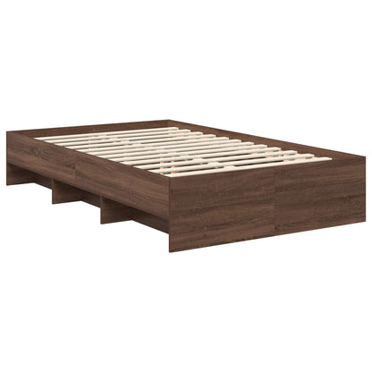 Bed Frame with Headboard Brown Oak 120 x 123 cm Engineered Wood