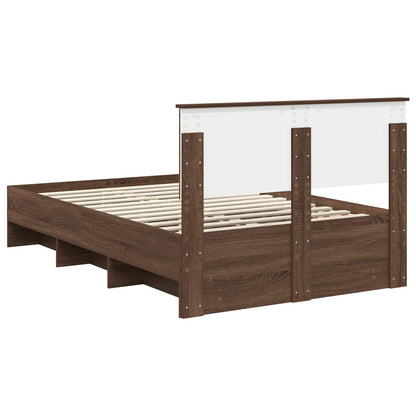 Bed Frame with Headboard Brown Oak 120 x 123 cm Engineered Wood