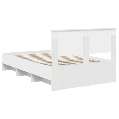 Bed Frame with Headboard White 120 x 123 cm Engineered Wood