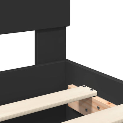 Bed Frame with Headboard Black 120 x 123 cm Engineered Wood