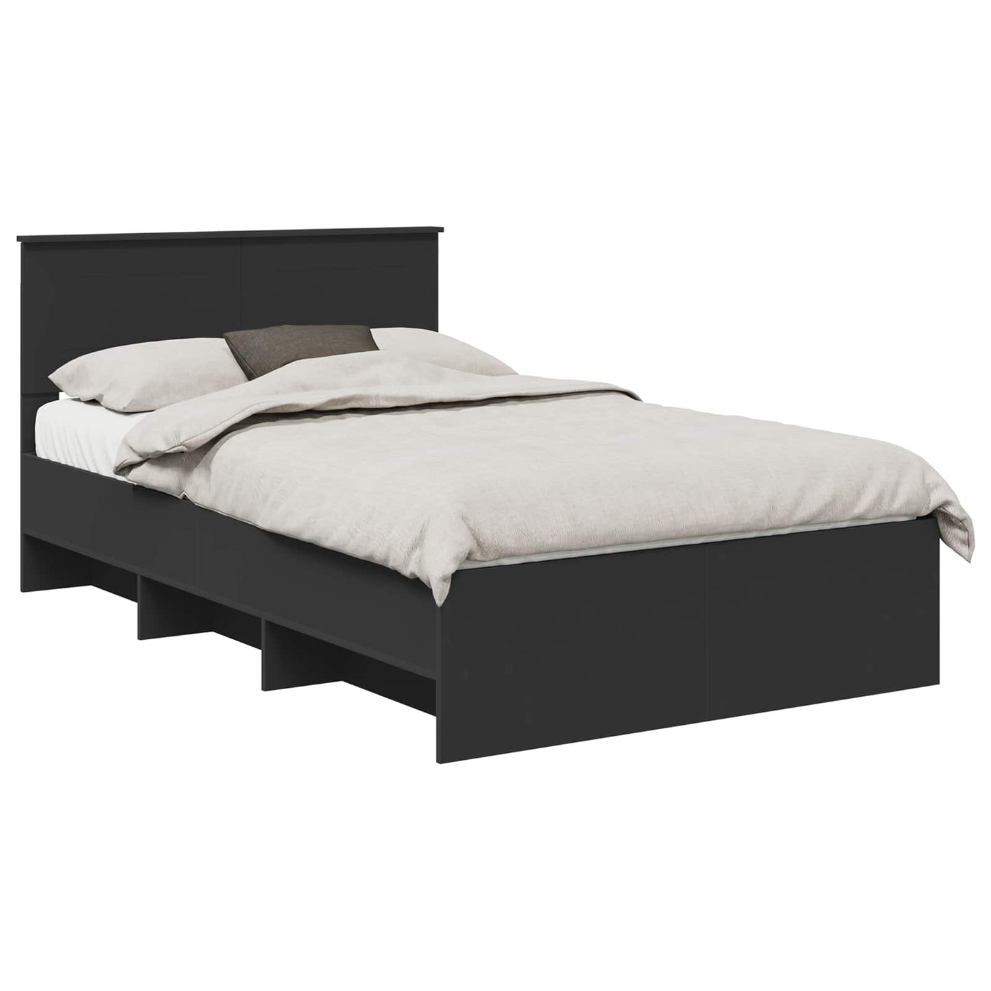 Bed Frame with Headboard Black 120 x 123 cm Engineered Wood