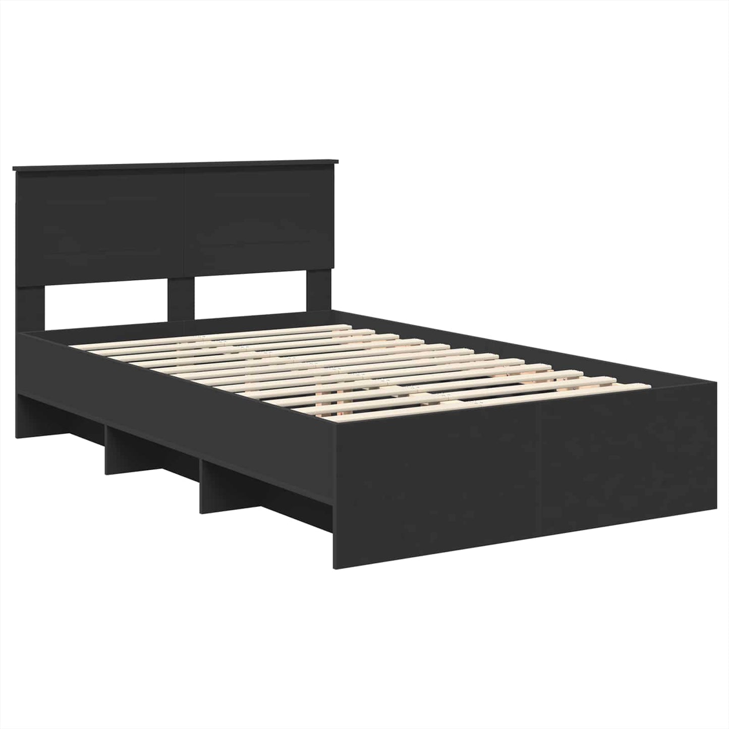 Bed Frame with Headboard Black 120 x 123 cm Engineered Wood