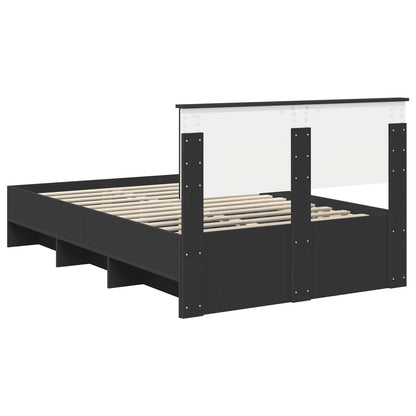 Bed Frame with Headboard Black 120 x 123 cm Engineered Wood