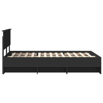 Bed Frame with Headboard Black 120 x 123 cm Engineered Wood