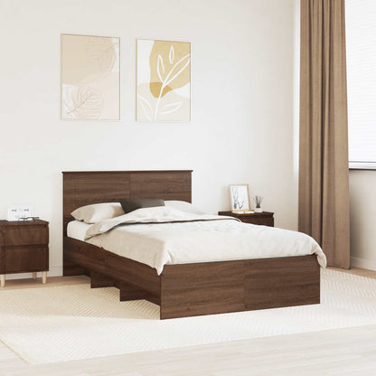 Bed Frame with Headboard Brown Oak 120 x 123 cm Engineered Wood