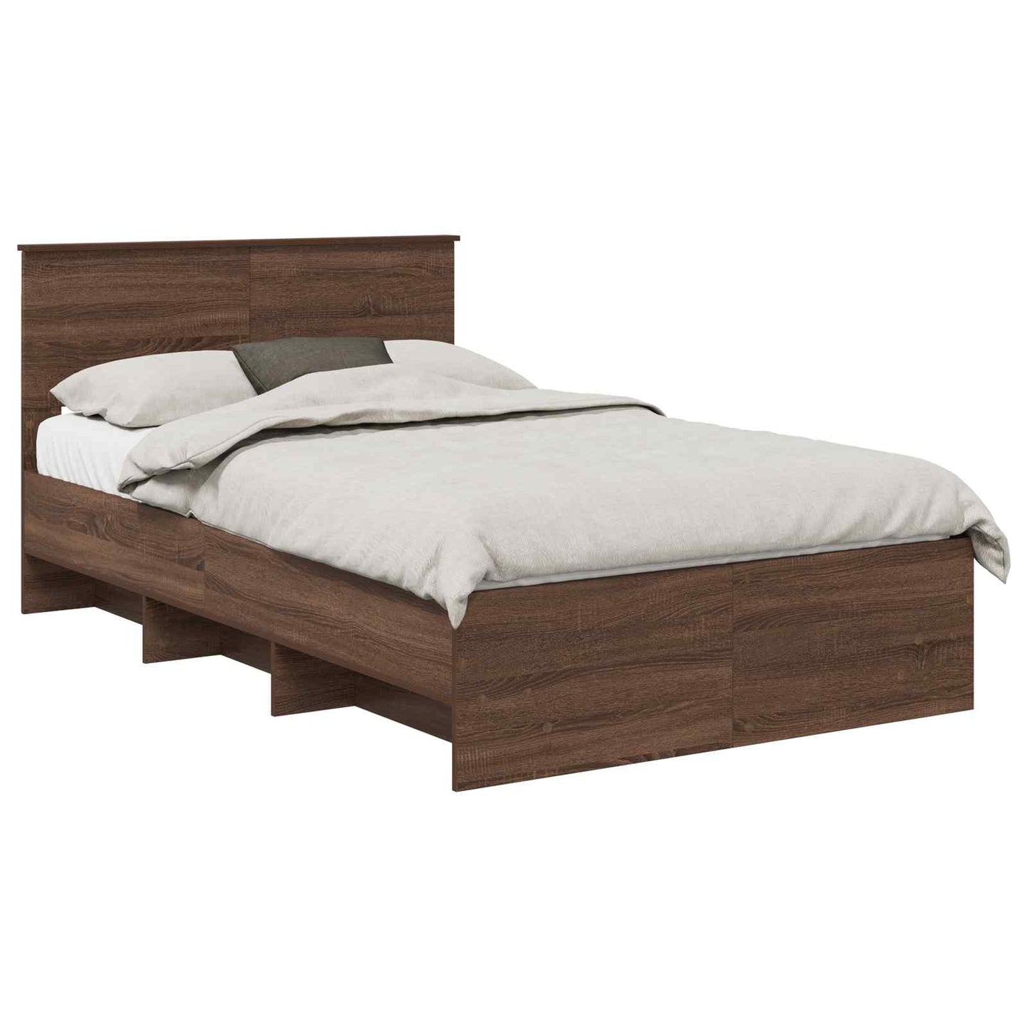 Bed Frame with Headboard Brown Oak 120 x 123 cm Engineered Wood