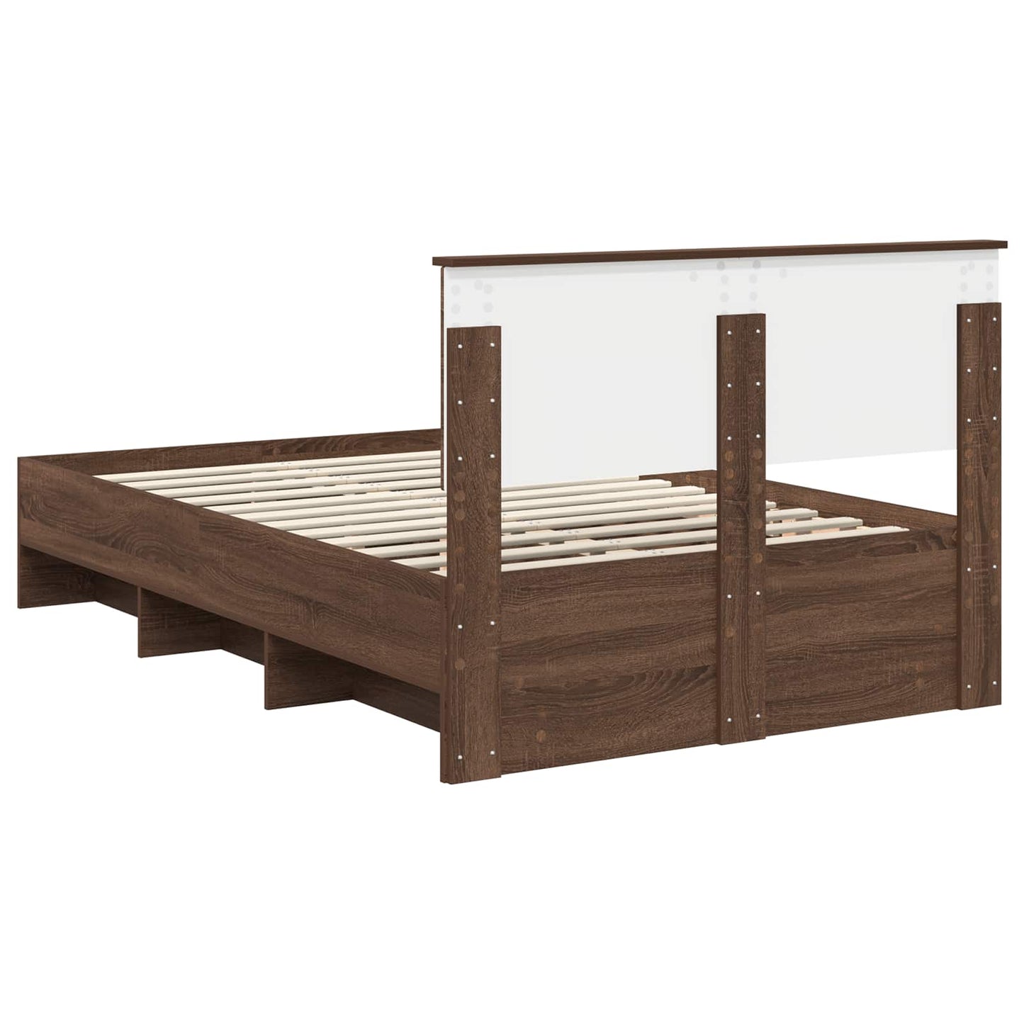 Bed Frame with Headboard Brown Oak 120 x 123 cm Engineered Wood