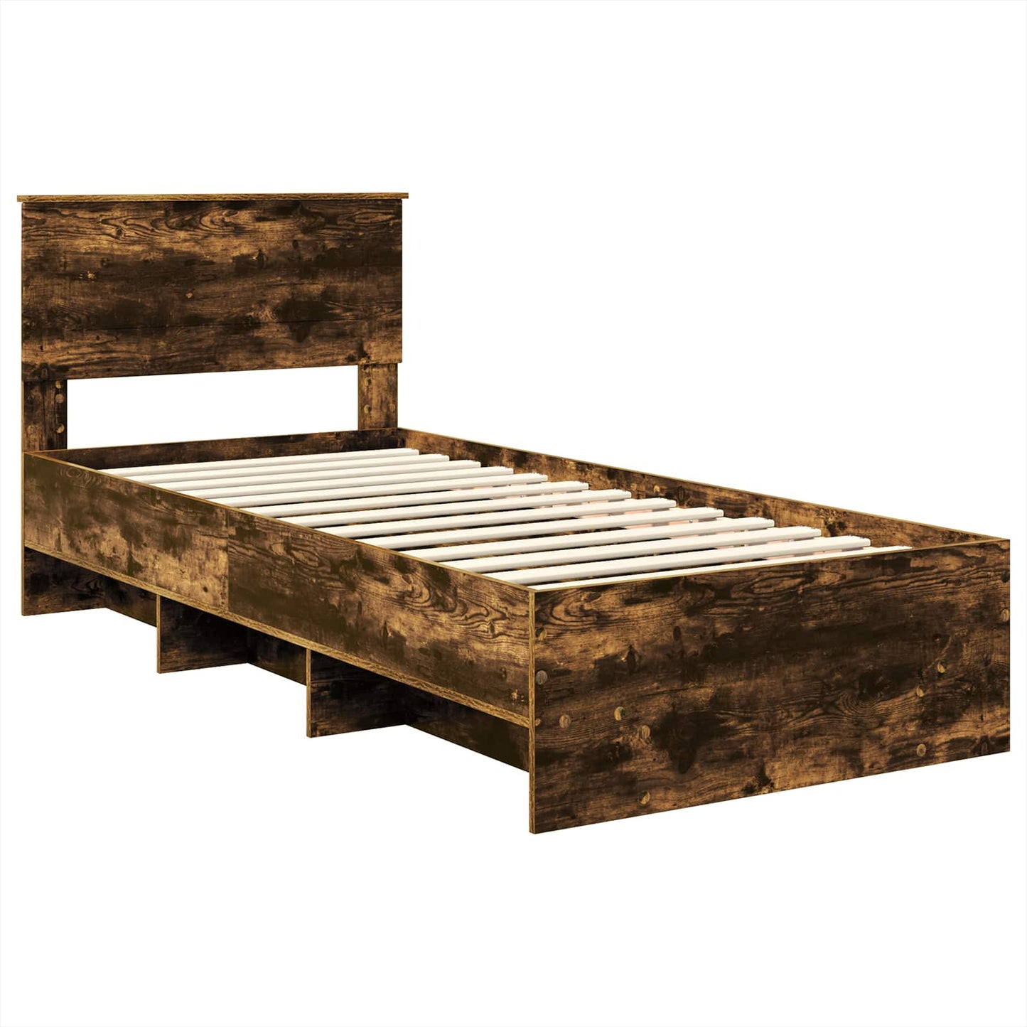 Bed Frame Smoked Oak 120 x 123 cm Engineered Wood