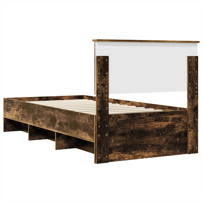 Bed Frame Smoked Oak 120 x 123 cm Engineered Wood