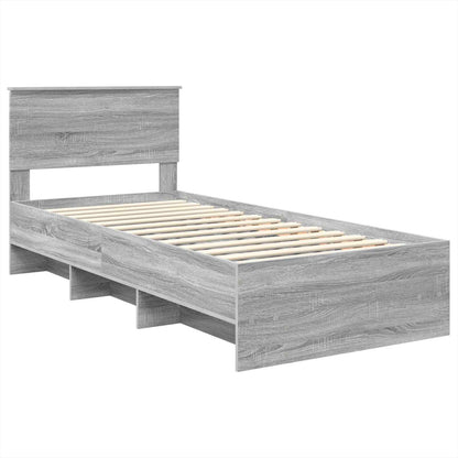 Bed Frame Grey Sonoma 120 x 123 cm Engineered Wood