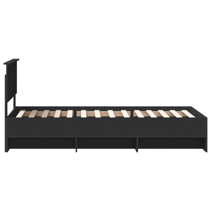Bed Frame with Headboard Black 90 x 200 cm Engineered Wood