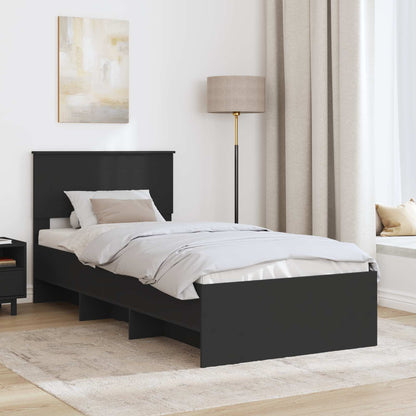 Bed Frame with Headboard Black 90 x 200 cm Engineered Wood