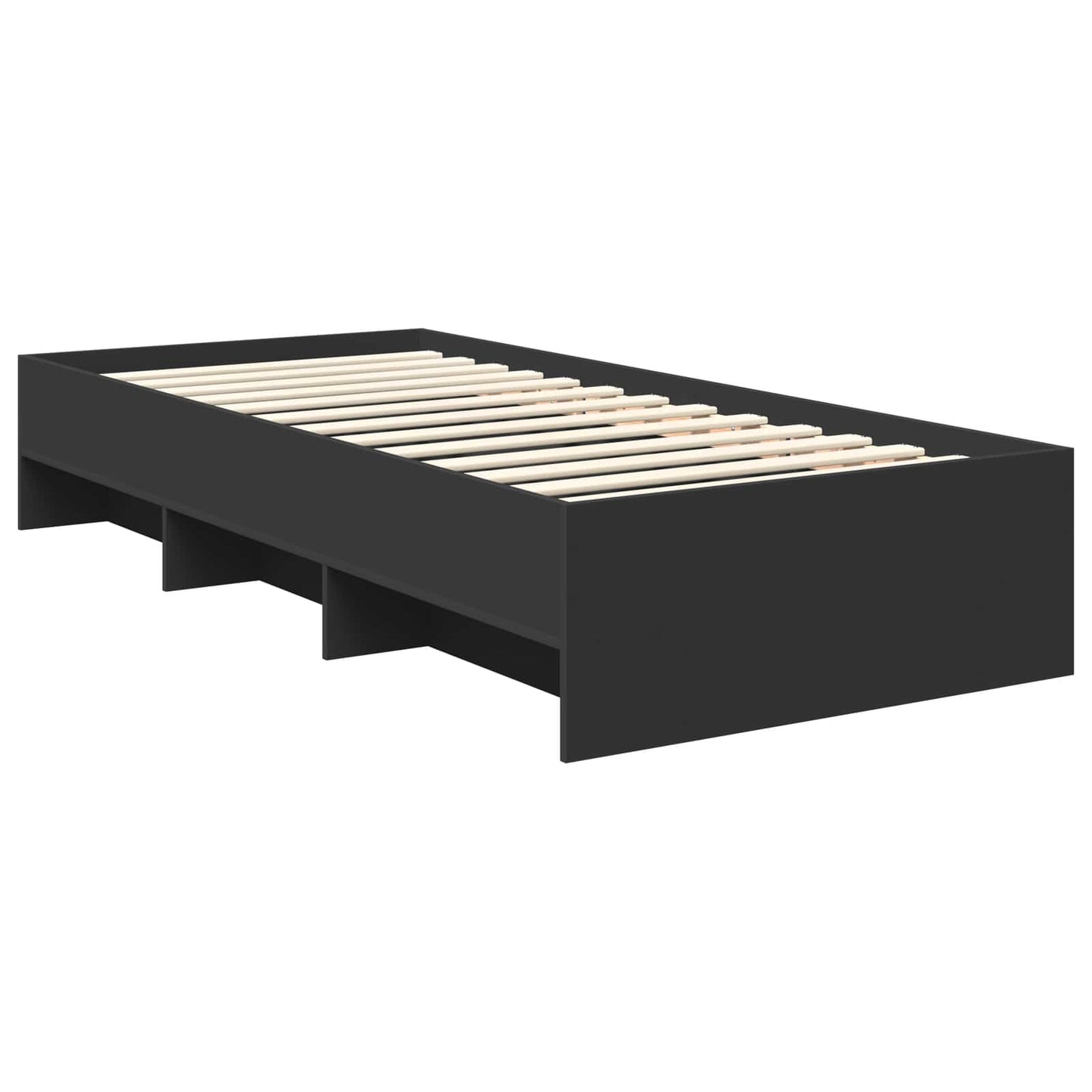 Bed Frame with Headboard Black 90 x 200 cm Engineered Wood