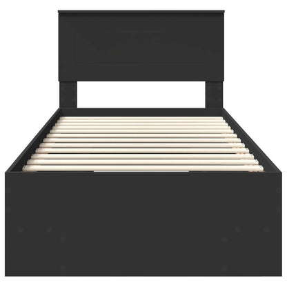 Bed Frame with Headboard Black 90 x 200 cm Engineered Wood