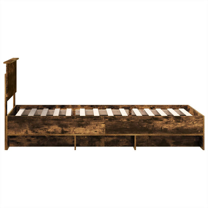 Bed Frame with Headboard Smoked Oak 90 x 200 cm Engineered Wood