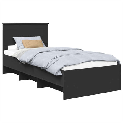 Bed Frame with Headboard Black 80 x 200 cm Engineered Wood