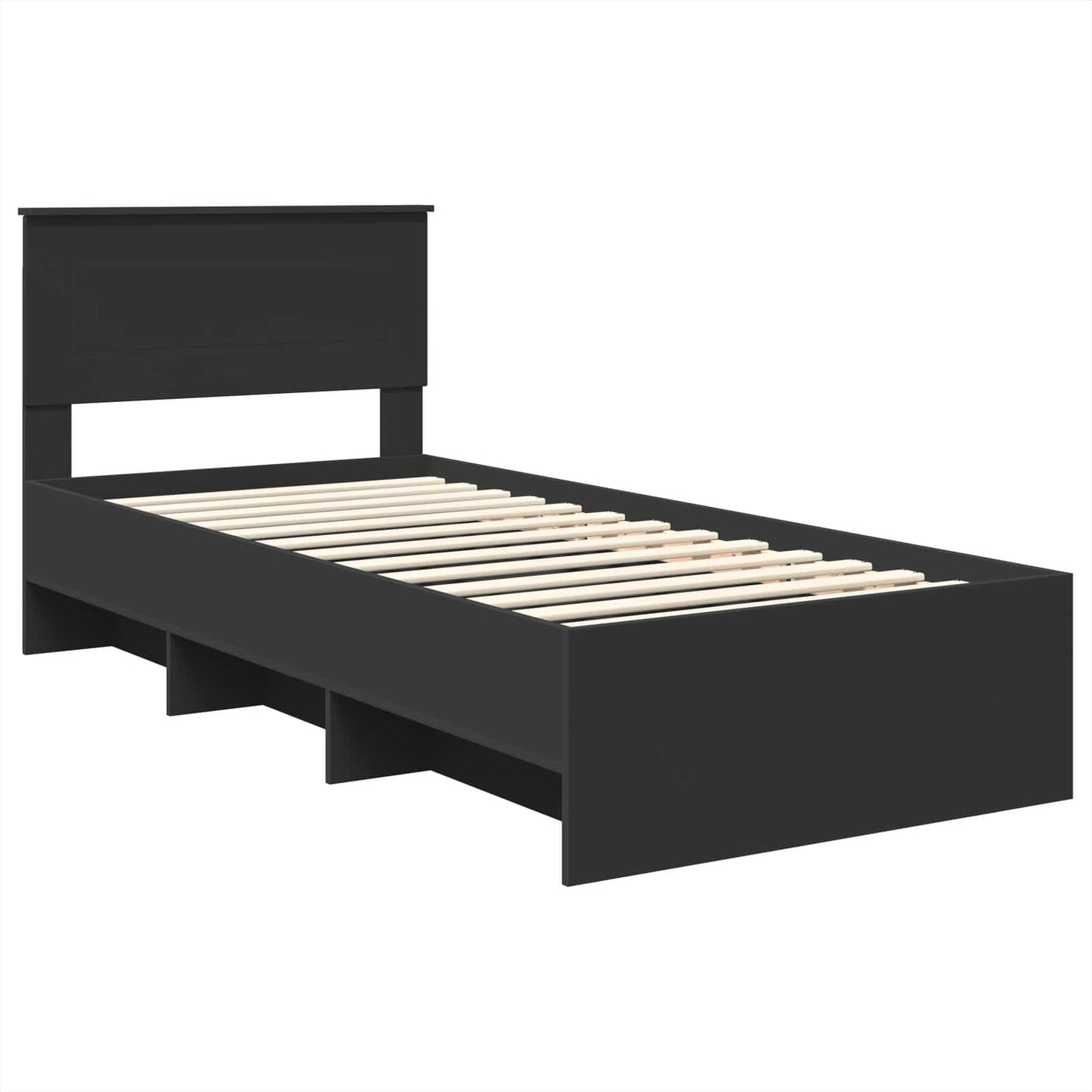 Bed Frame with Headboard Black 80 x 200 cm Engineered Wood