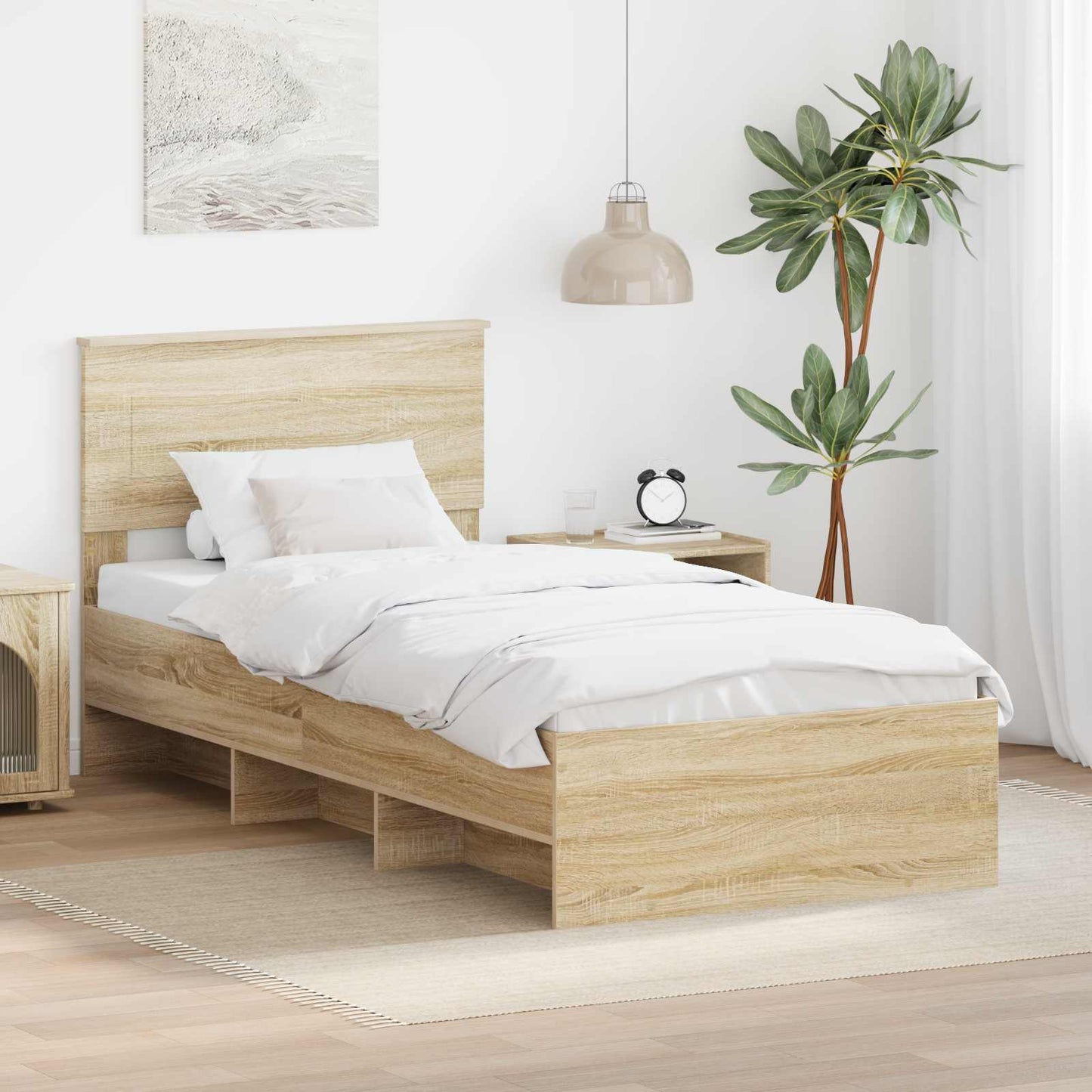 Bed Frame with Headboard Sonoma Oak 80 x 200 cm Engineered Wood