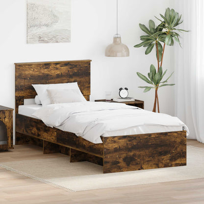 Bed Frame with Headboard Smoked Oak 80 x 200 cm Engineered Wood
