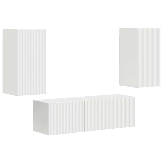 TV Wall Cabinet Set 4 pcs White Engineered Wood
