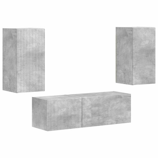 TV Wall Cabinet Set 4 pcs Concrete Grey Engineered Wood