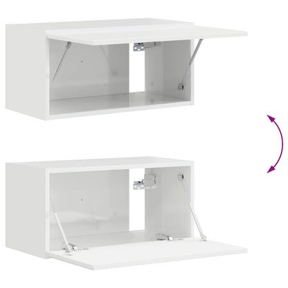 TV Wall Cabinet Set 4 pcs High Gloss White Engineered Wood