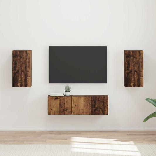 TV Wall Cabinet Set 4 pcs Old Wood Engineered Wood