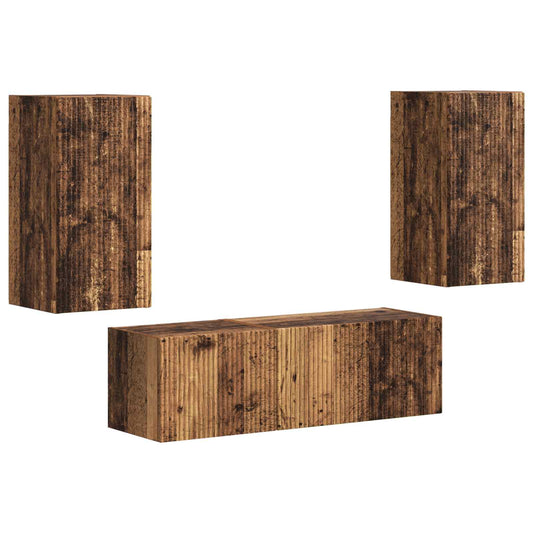 TV Wall Cabinet Set 4 pcs Old Wood Engineered Wood