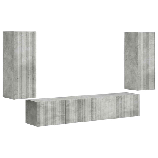 TV Wall Cabinet Set 4 pcs Concrete Grey Engineered Wood