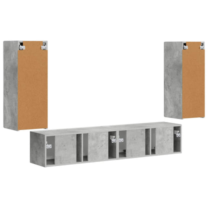 TV Wall Cabinet Set 4 pcs Concrete Grey Engineered Wood