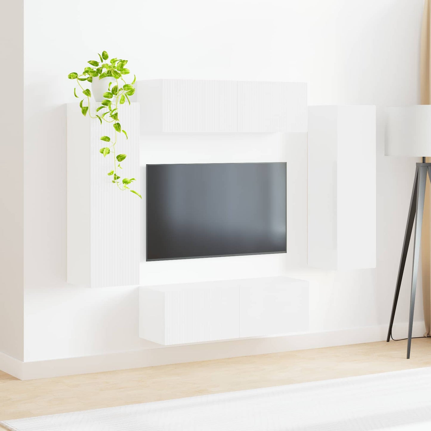 TV Wall Cabinet Set 4 pcs White Engineered Wood