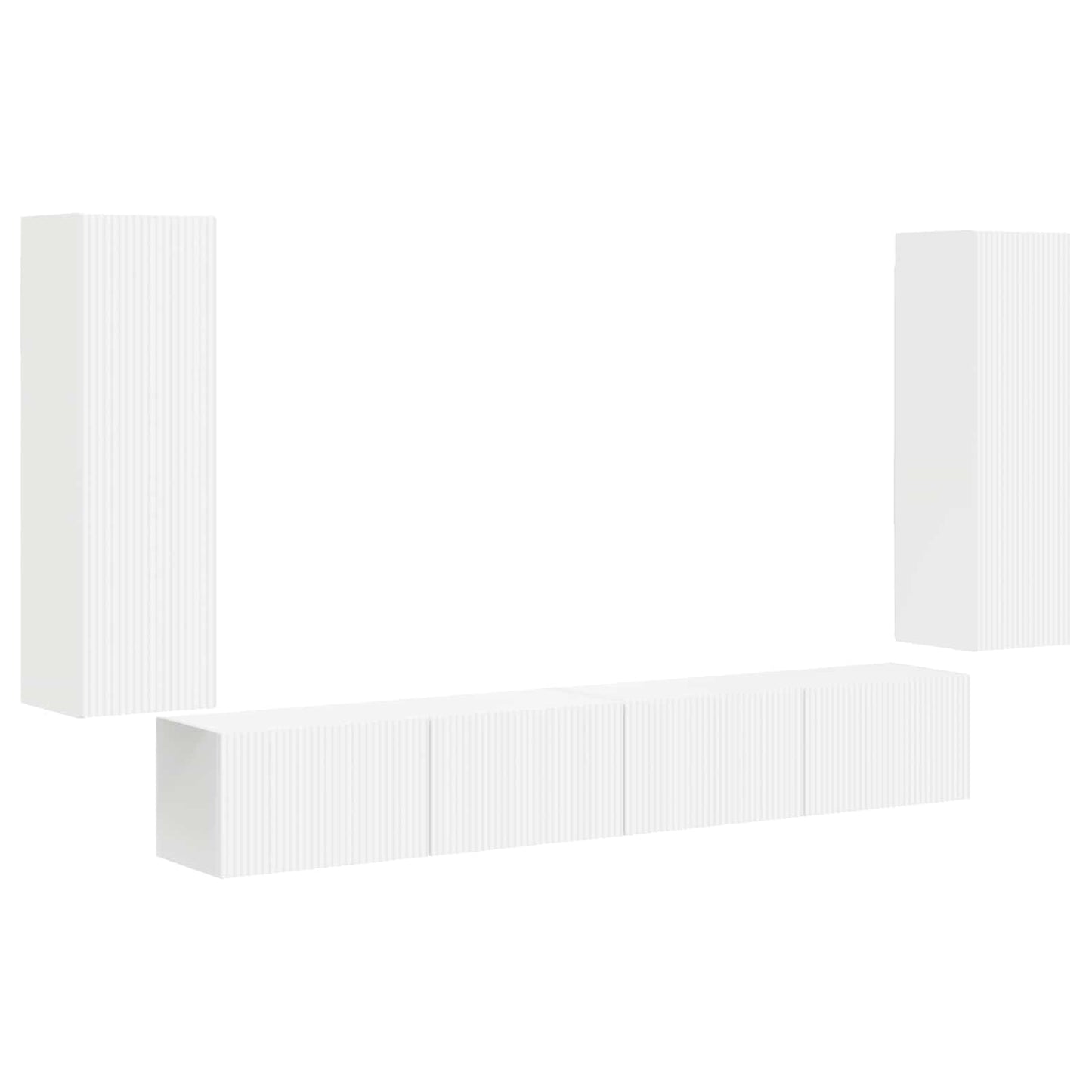 TV Wall Cabinet Set 4 pcs White Engineered Wood