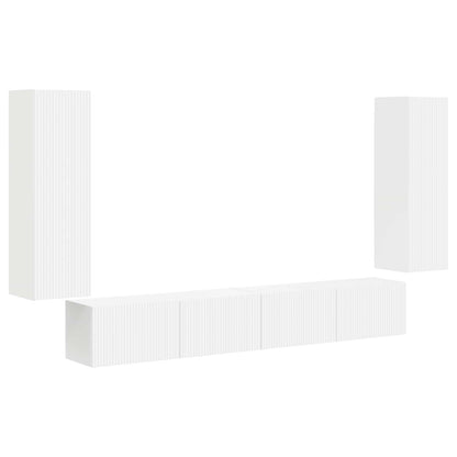 TV Wall Cabinet Set 4 pcs White Engineered Wood