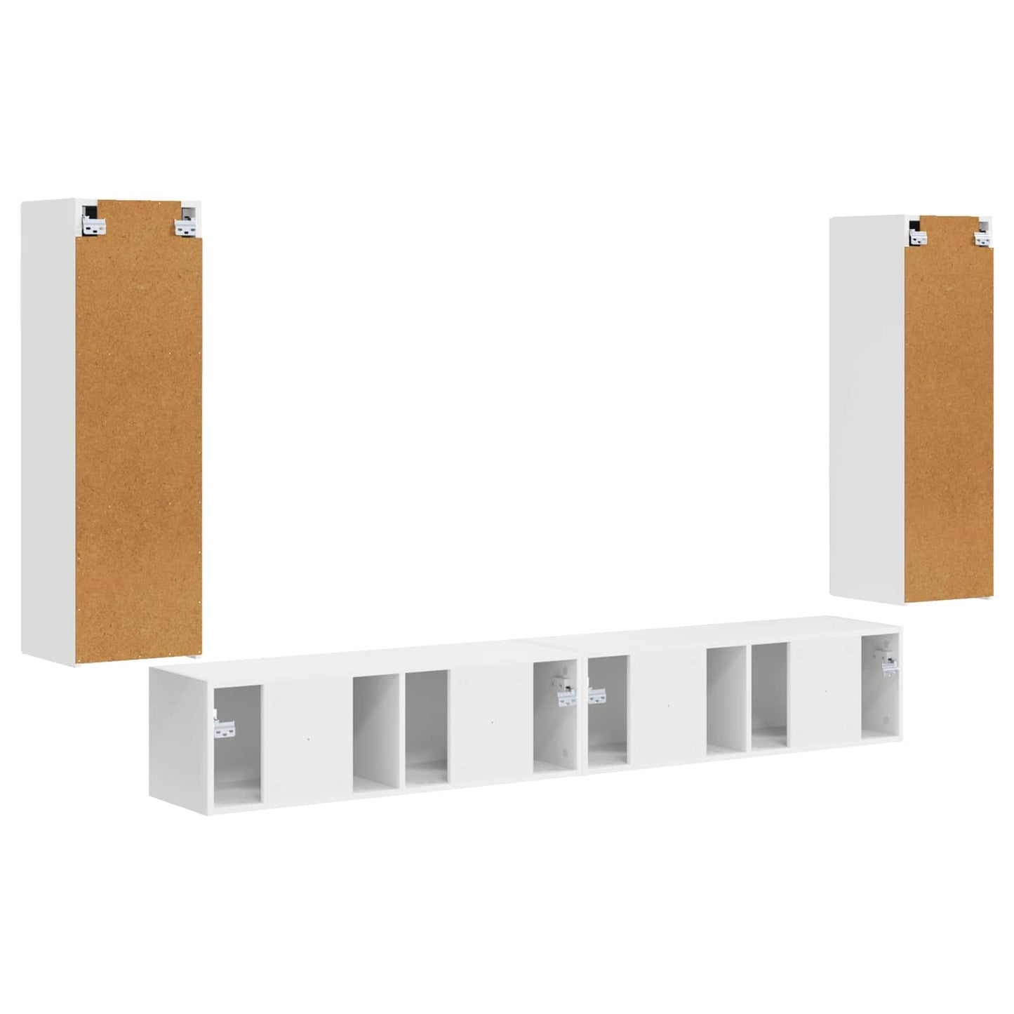 TV Wall Cabinet Set 4 pcs White Engineered Wood