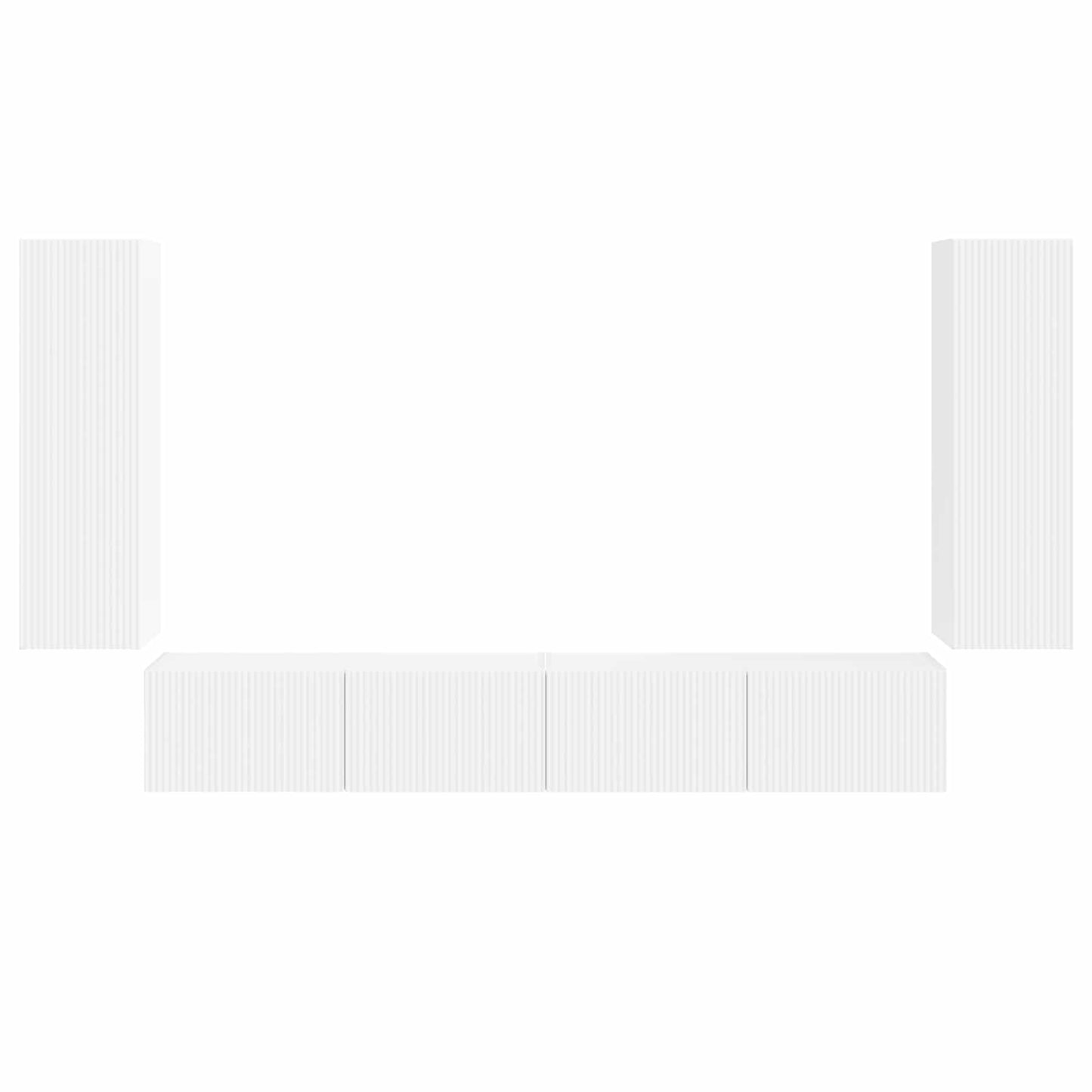 TV Wall Cabinet Set 4 pcs White Engineered Wood