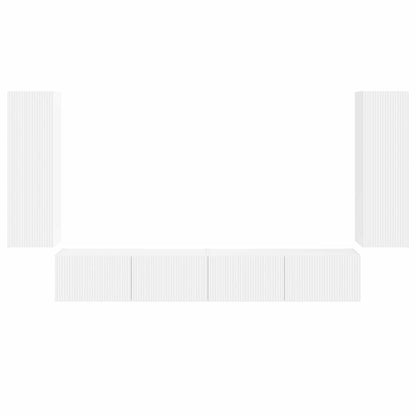TV Wall Cabinet Set 4 pcs White Engineered Wood