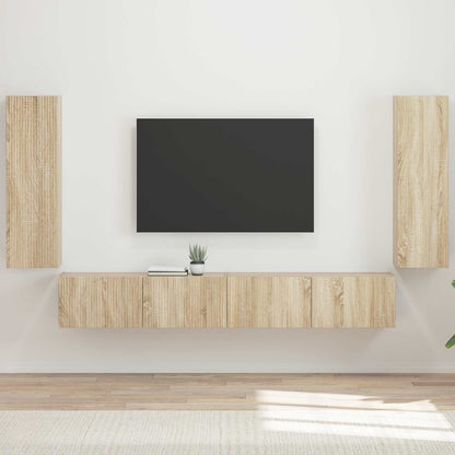 TV Wall Cabinet Set 4 pcs Sonoma Oak Engineered Wood