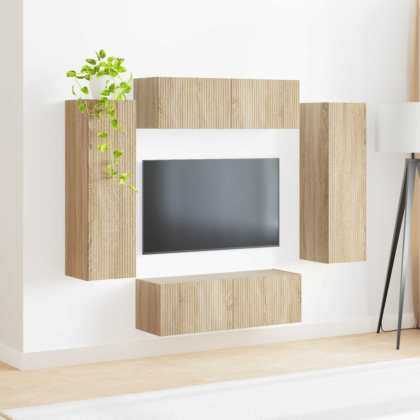 TV Wall Cabinet Set 4 pcs Sonoma Oak Engineered Wood
