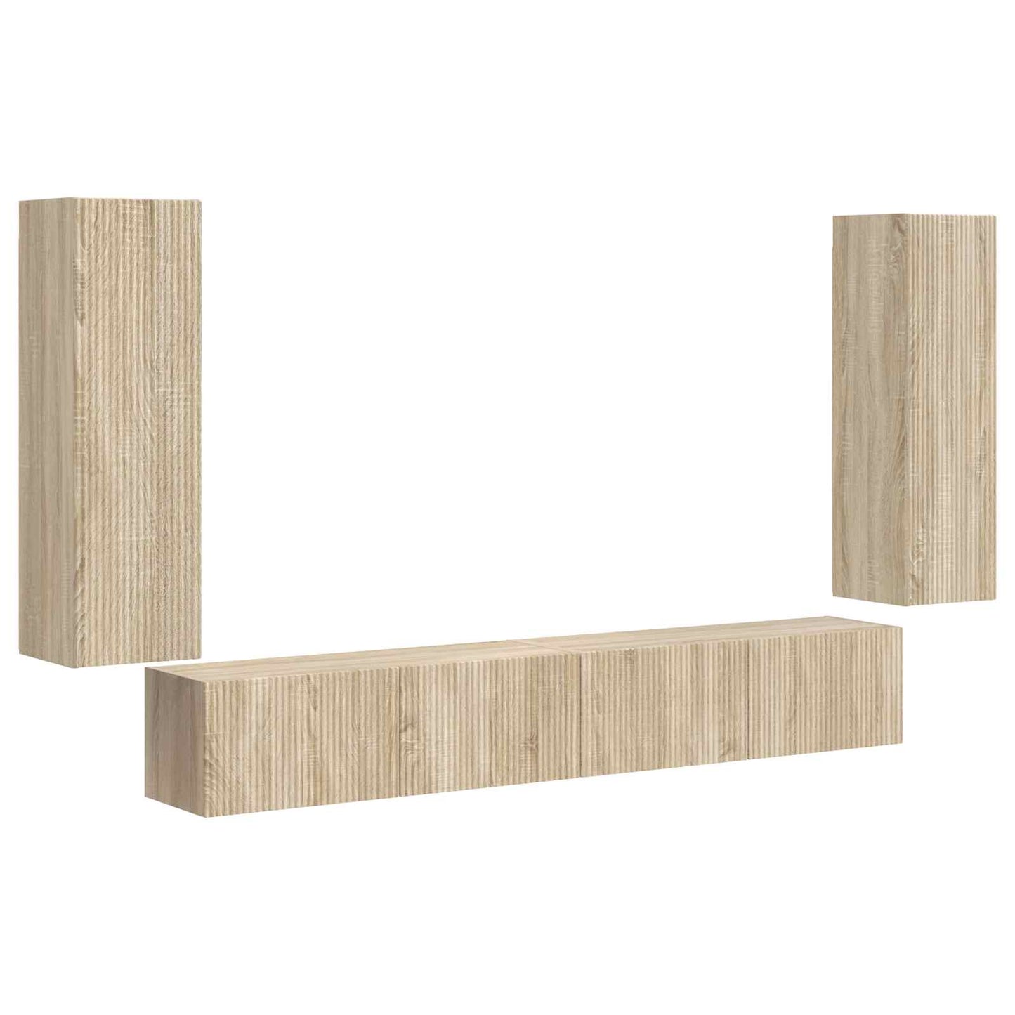 TV Wall Cabinet Set 4 pcs Sonoma Oak Engineered Wood