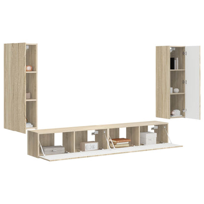 TV Wall Cabinet Set 4 pcs Sonoma Oak Engineered Wood