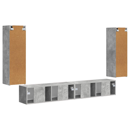 TV Wall Cabinet Set 4 pcs Concrete Grey Engineered Wood