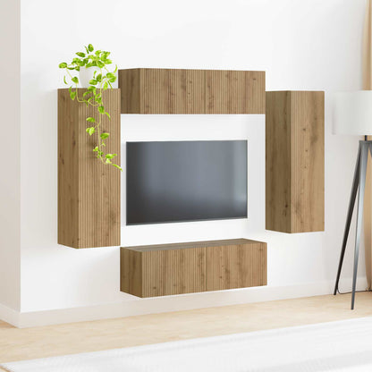 TV Wall Cabinet Set 4 pcs Artisan Oak Engineered Wood