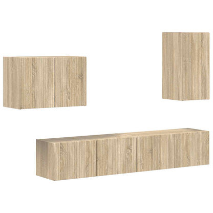 TV Wall Cabinet Set 4 pcs Sonoma Oak Engineered Wood