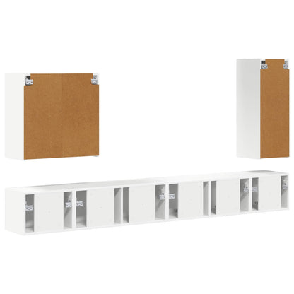 TV Wall Cabinet Set Wall-mounted 6 pcs White