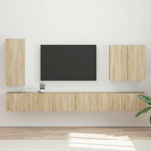 TV Wall Cabinet Set 6 pcs Sonoma Oak