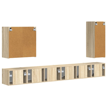 TV Wall Cabinet Set Wall-mounted 6 pcs Sonoma Oak