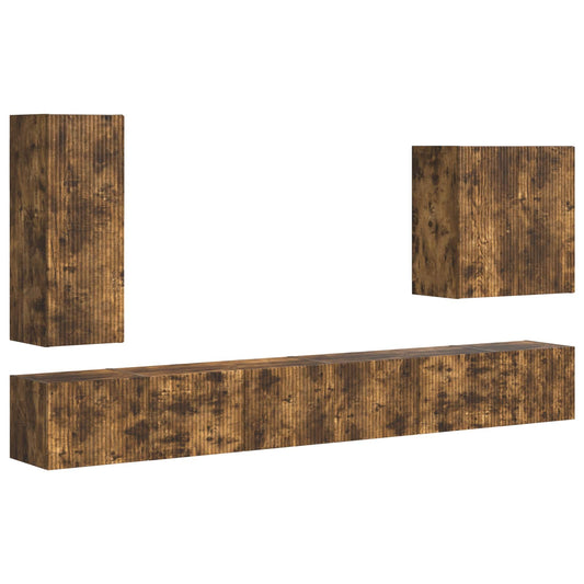 TV Wall Cabinet Set 6 pcs Smoked Oak